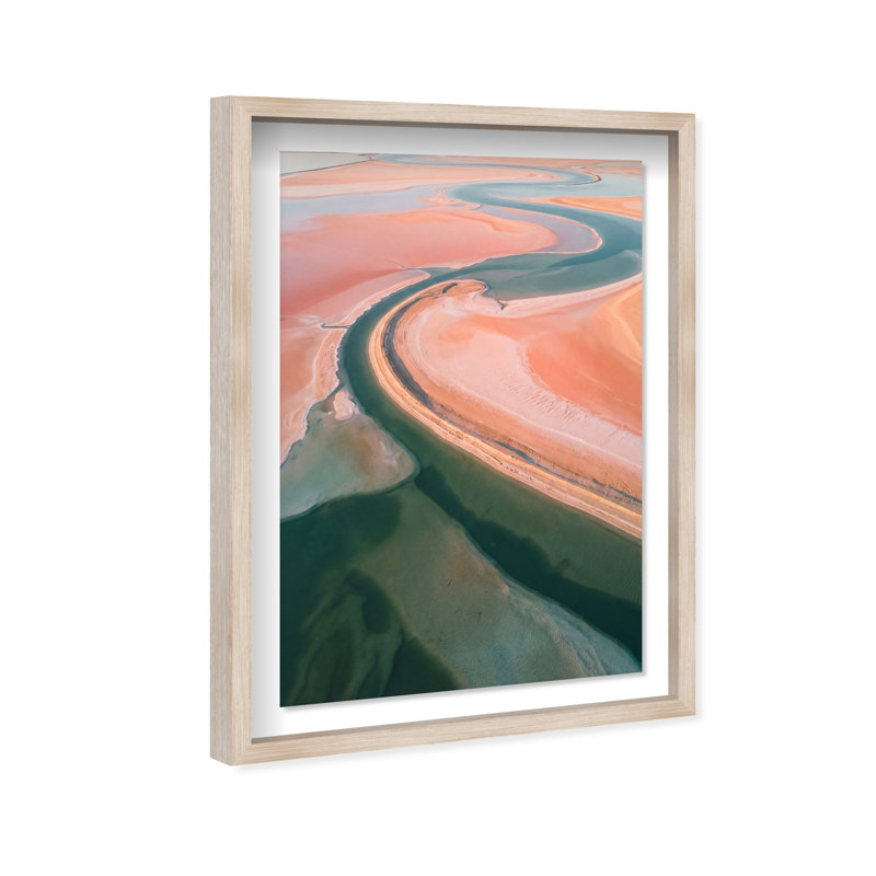 Peach Sand Print by Oliver Gal, 21.5"H x 31.5"W, Natural Oak Shadowbox