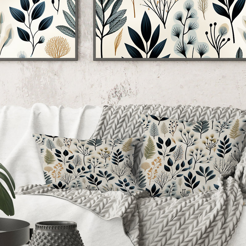 Coussin Monicolore botanique II - imprimé de plantes