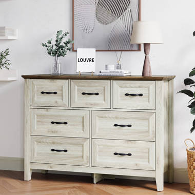 Dillon 11-Drawer Large Dresser in White, Gray