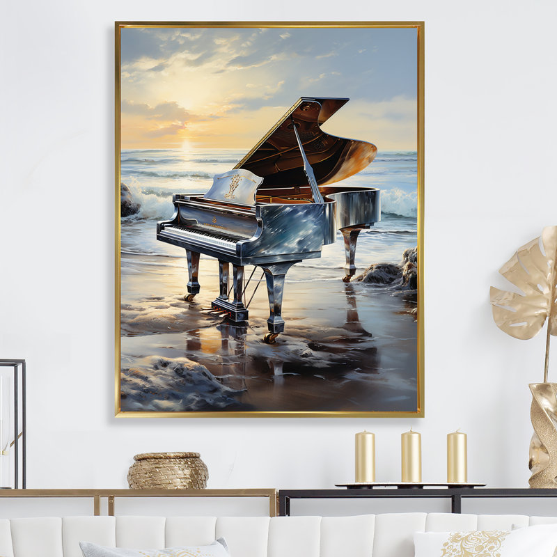 Piano Oceans Orchester, Cadre flottant doré, H 32 po x l 24 po x P 1 po