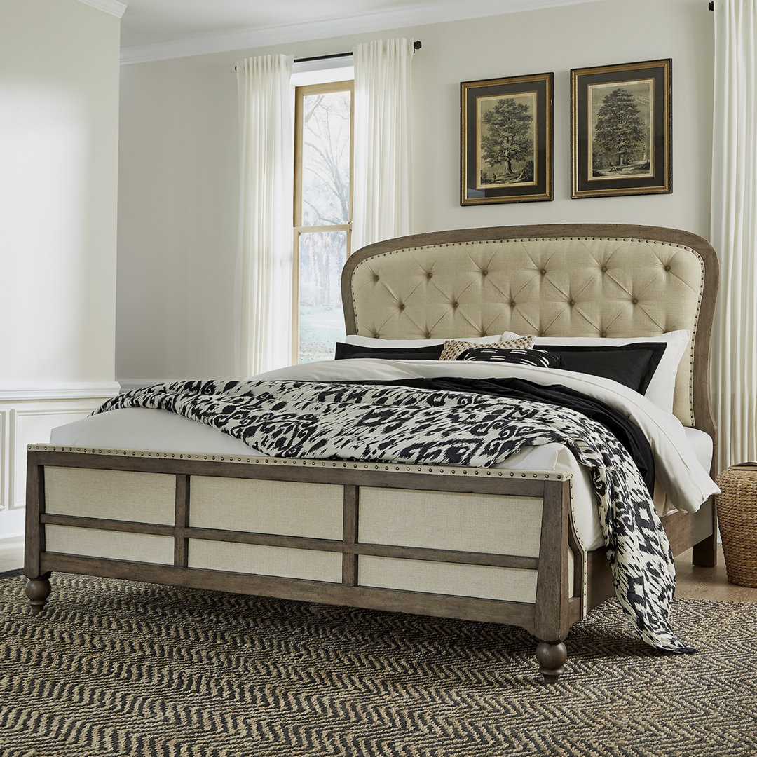 Aisja Upholstered & Tufted Shelter Bed Lark Manor™