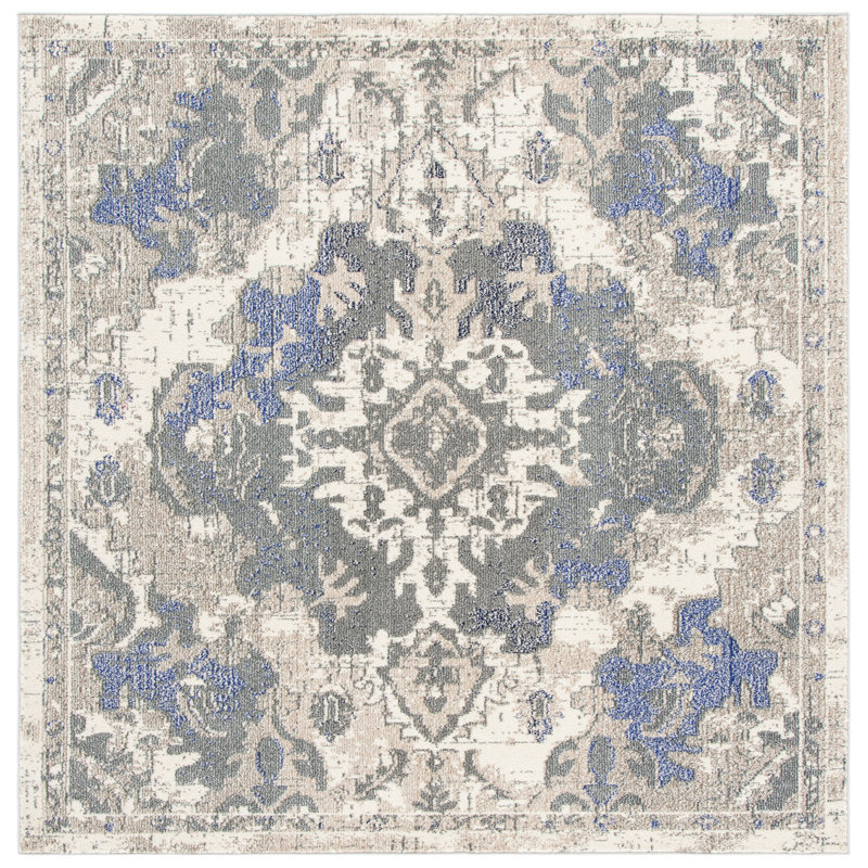 Kimberley Oriental Beige Area Rug, Square 6'7"