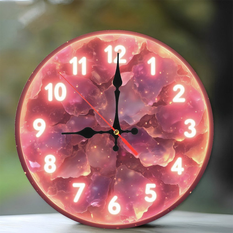 Horloge rougeoyante sur fond cosmique