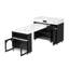 Îlot de cuisine extensible avec rangement, plateau en MDF et marbre, solution de salle à manger moderne