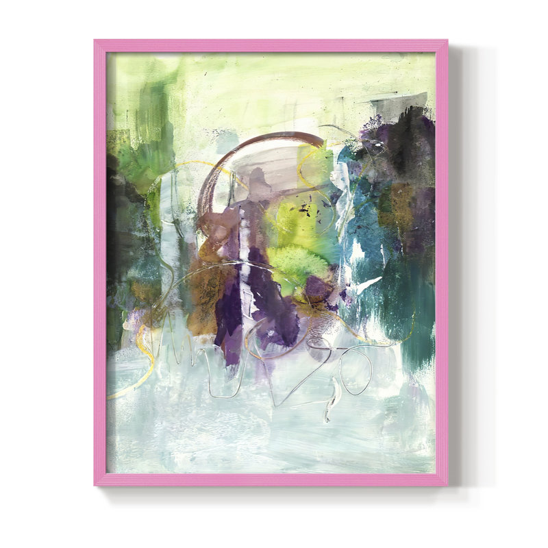 «Moving On I», reproduction encadrée - bois massif, Rose, H 10 po x l 8 po