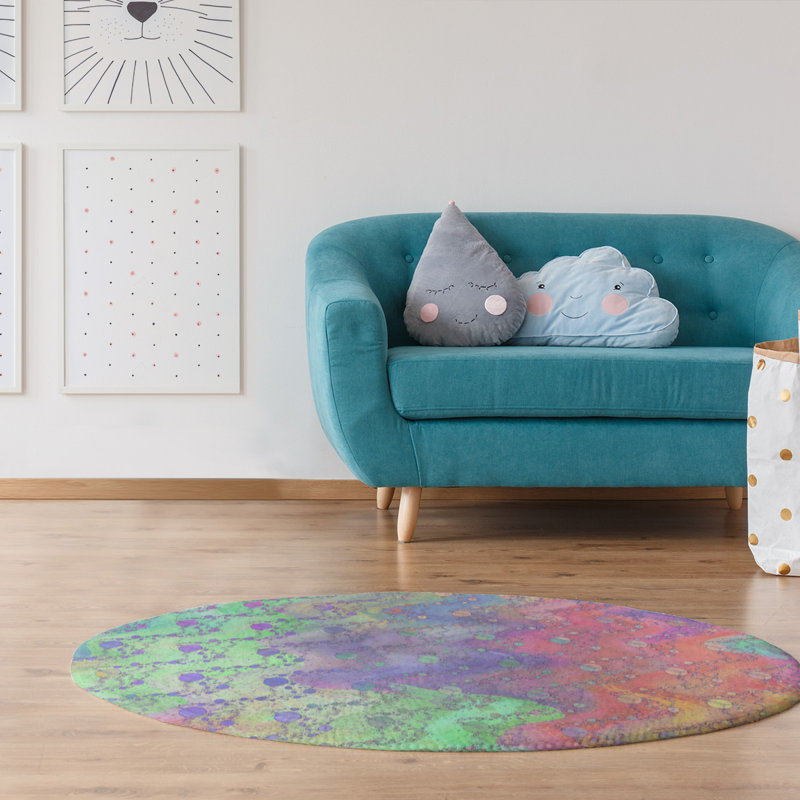 Chenille Polka Dots Indoor Rug, Round 5'