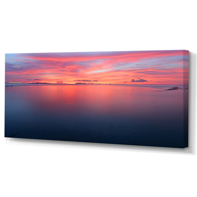 «Vibrant Panoramic Tropical Seascape Sunset» - photographie sur toile, H 8 po x l 12 po x P 1 po, Toile tendue