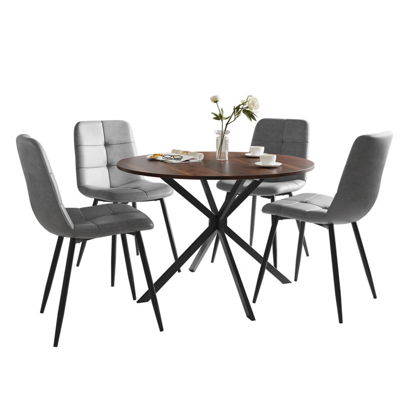 4 - Person Dining Set, Grey, Brown
