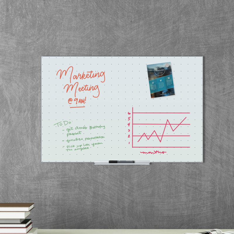 White Frosted Frameless Glass Dry-Erase Board, 36" x 24"