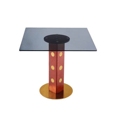 Table de salle à manger carrée avec plateau en verre trempé