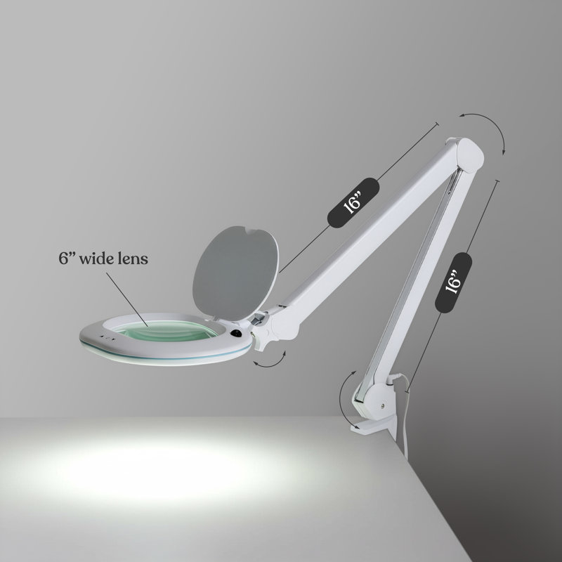 Lightview Pro Wide View 2.25X (5 Diopter) Dimmable LED Magnifying Lamp with Clamp