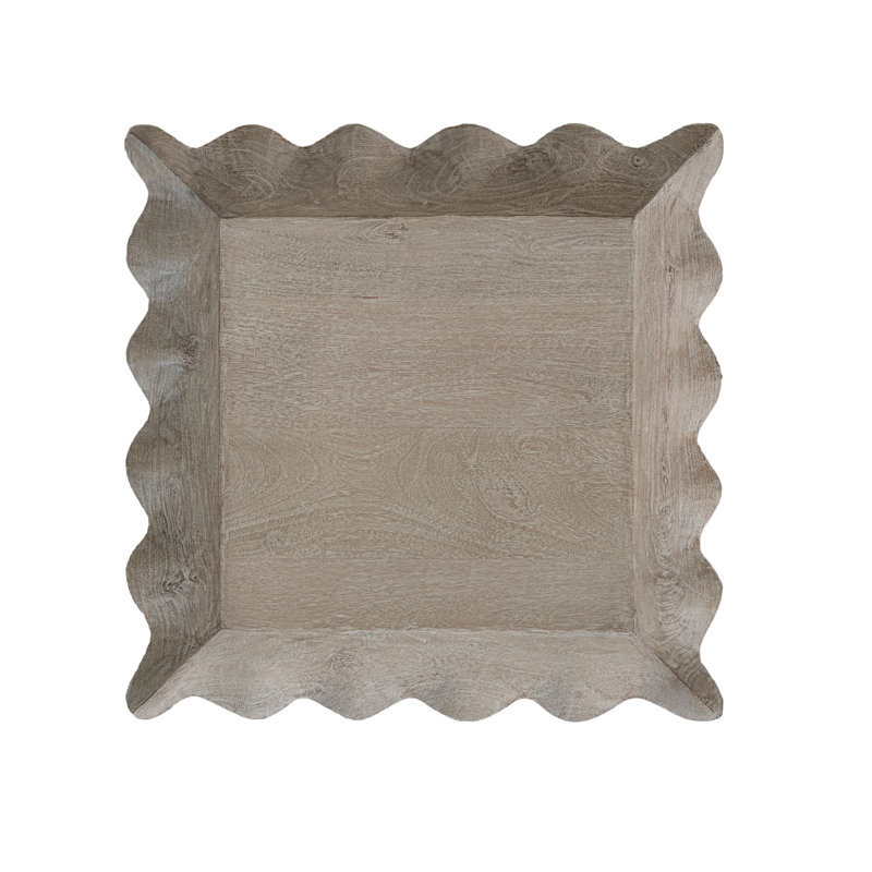 washed Mango Wood Scalloped Tray