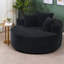 Fauteuil d'appoint en velours côtelé moderne et compact, siège rond noir de 55 po, portable pour un usage domestique