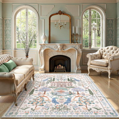 Tapis beige vintage lavable à la machine Goldene