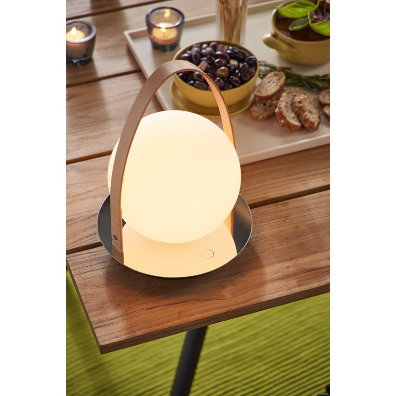 Bola Battery Powered Integrated LED Outdoor Lantern, Brass/Tan 