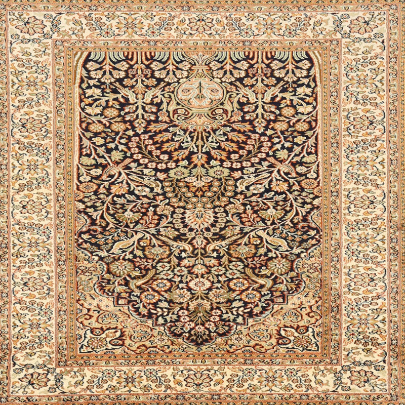 Tapis traditionnel gris / brun Worsley, Carré 3 pi