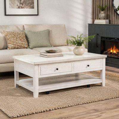 Castleton Distressed White 48-inch Mobile Lift-Top Coffee Table