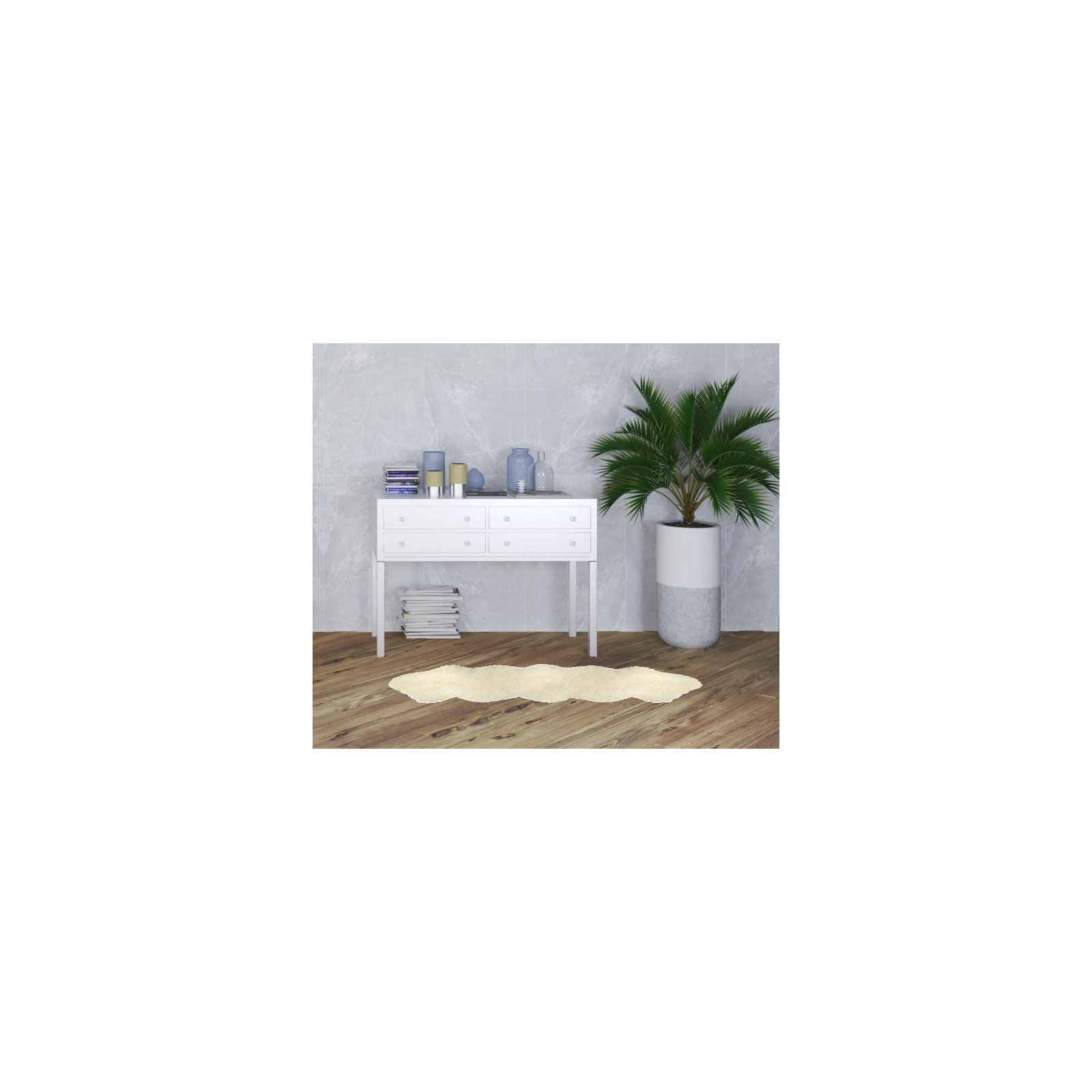 Izola Handmade Sheepskin Area Rug in Ivory, Novelty 1'10" x 5'6"