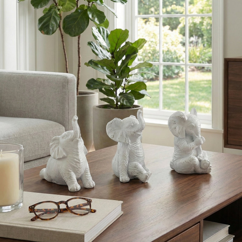 Figurines d'éléphant de yoga minimaliste en résine pour la décoration intérieure, Blanc