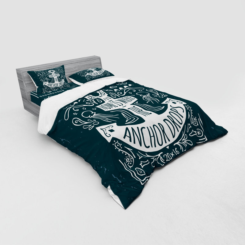 Ensemble de housse de couette en microfibre bleu foncé / blanc, Housse de couette grand + 3 pièces supplémentair