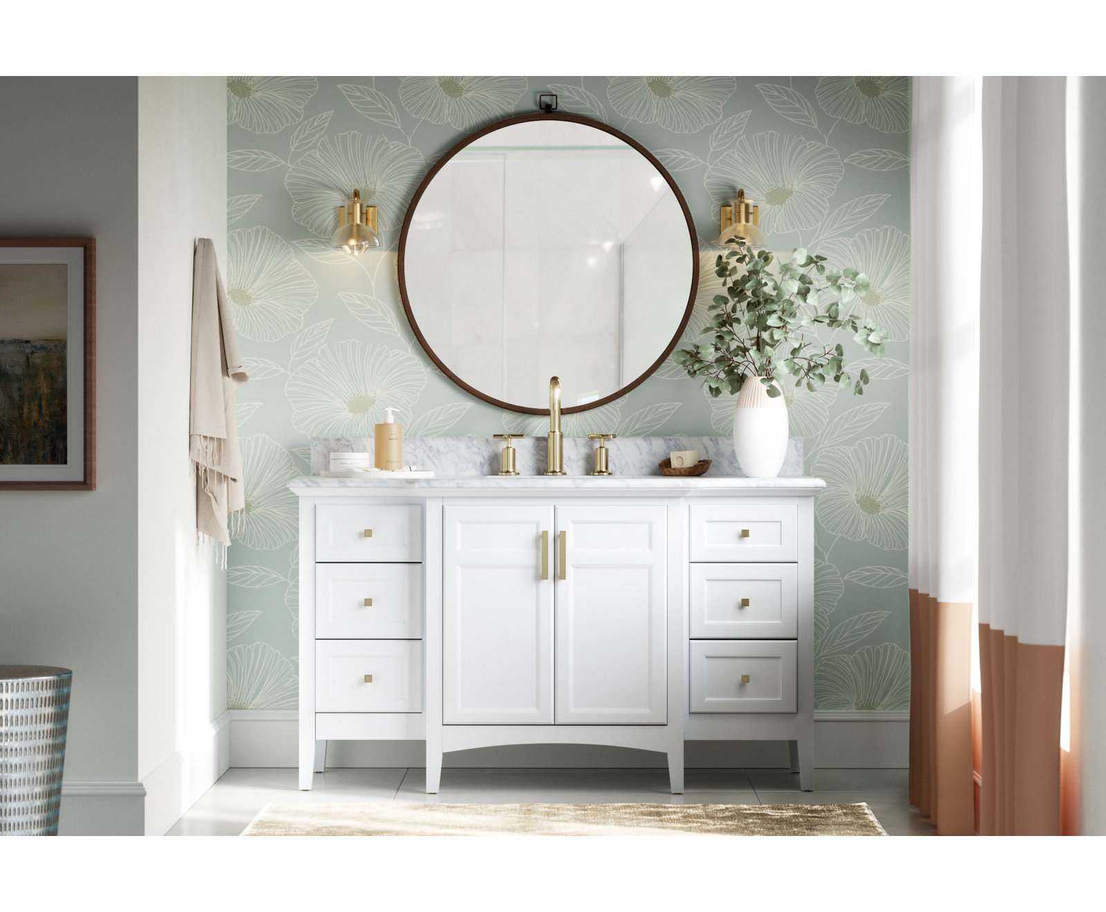 Luke Single Transparent Dimmable Bath Sconce, Aged Brass