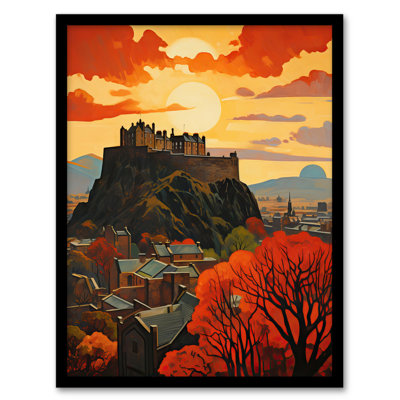 Edinburgh Castle Twilight In Autumn Cityscape - Single Picture Frame Print