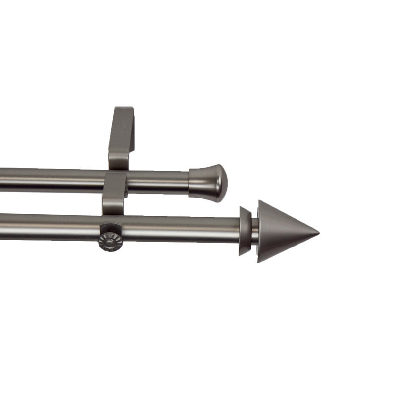 Tringle à rideaux double Hahne, De 28 po à 48 po de largeur, Nickel satiné