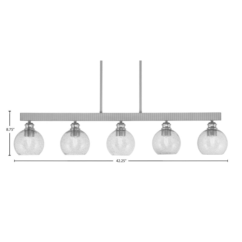 Edge 5 Light Bar Shown With 5.75" Bubble Glass, Brushed Nickel, Smoke