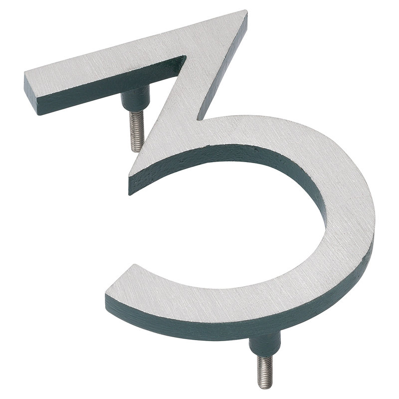 10'' H Metal House Number, Satin Nickel/Hunter Green, 3