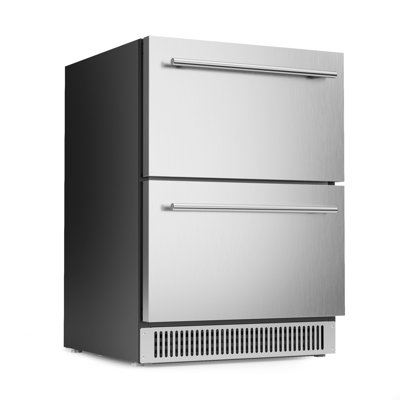 Coolski 24 Inch 5.3 Cu.ft Under Counter Beverage Refrigerator Drawers In Stainless Steel