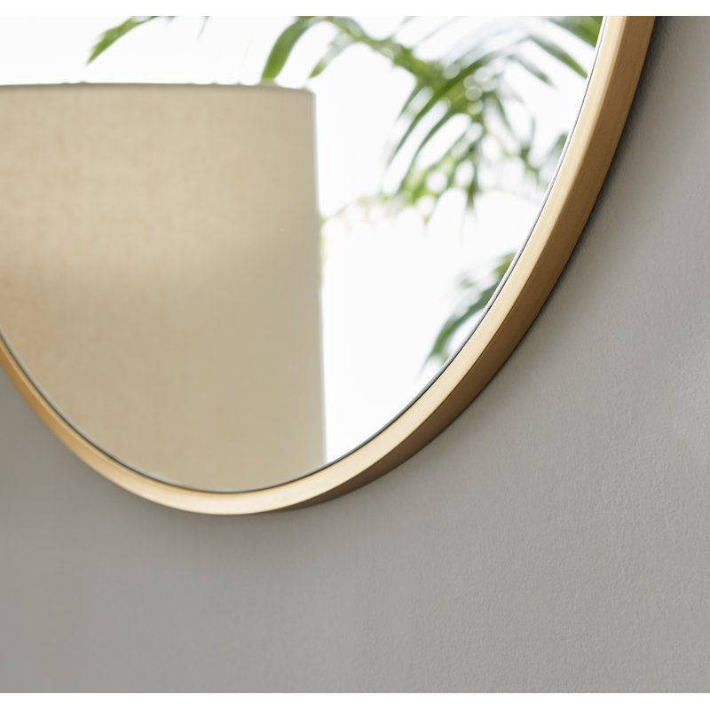 Alcantera Metal Frame Round Wall Mirror - Simple and Elegant Modern Design, 28.3" x 28.3", Copper