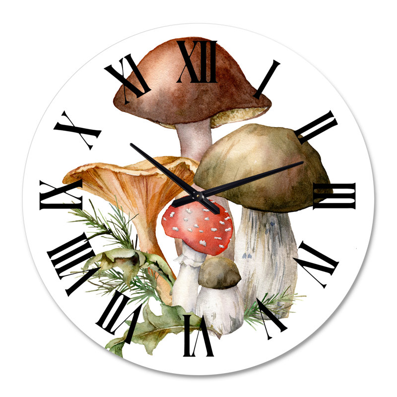 Composition d'automne avec champignons Amanita Muscaria - Horloge murale traditionnelle, Moyenne