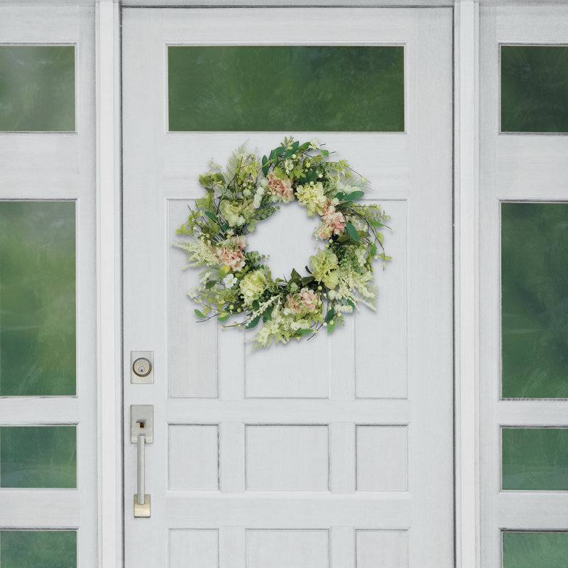 24" Artificial Hydrangea and Dogwood Floral Spring Wreath   
