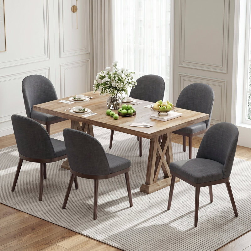Chaises de salle à manger rembourrées, 6, Gris foncé