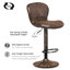 Perillo Swivel Adjustable Height Bar Stool with Iron Frame