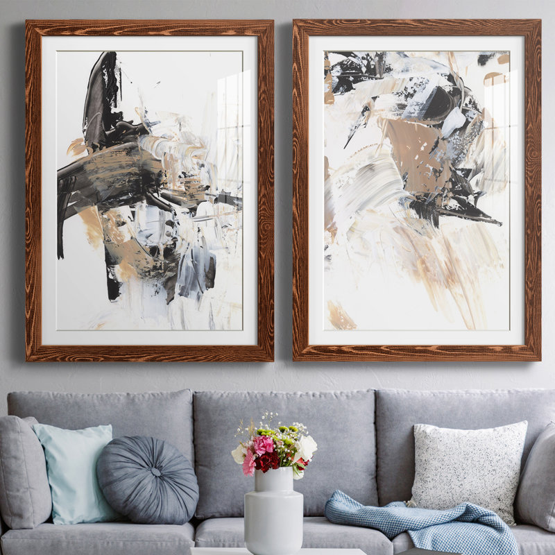 Ruckus I - ensemble de 2 peintures encadrées, H 20 po x l 17 po x P 1 po, Érable encadré