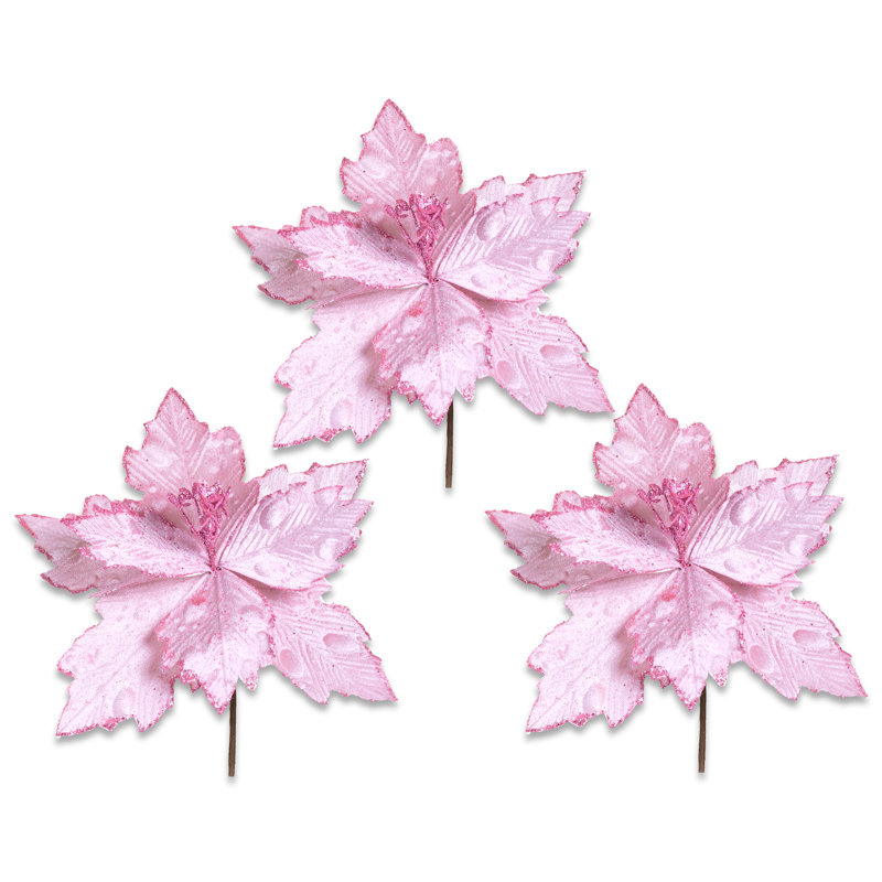 Piquet à poinsettia de 25 cm, Rose clair