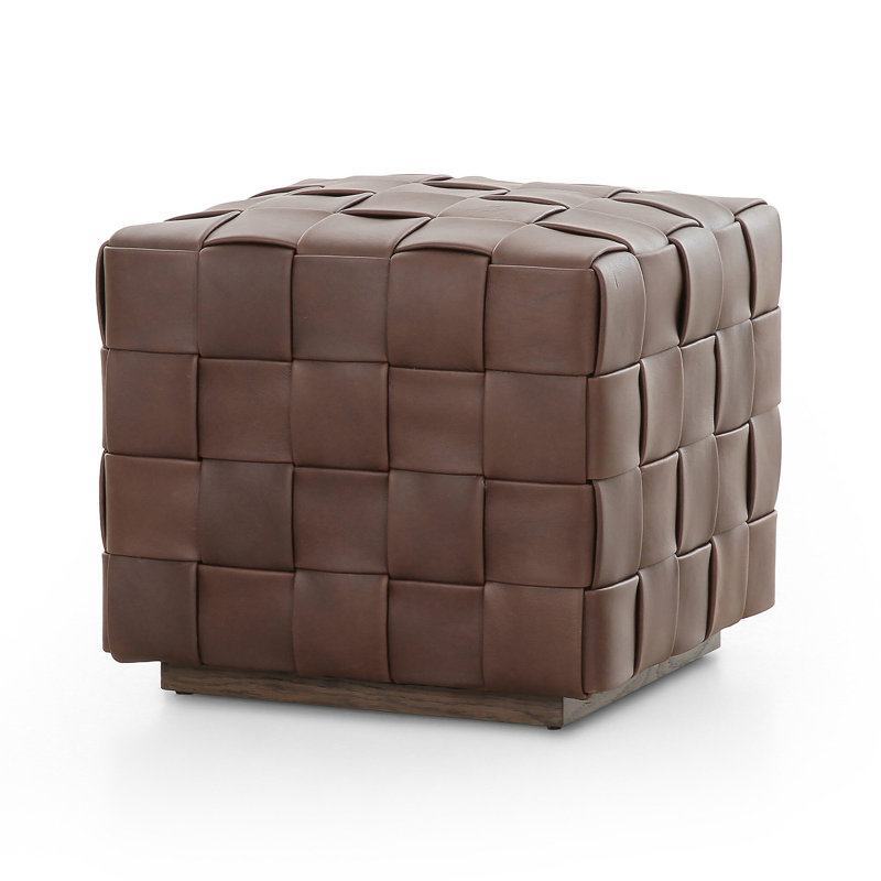FLORES Square Ottoman, Dark Brown