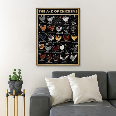 A Flock Of Chickens And Alphabet Letters - The A-Z Of Chickens - 1 Piece Rectangle Graphic Art Print On Wrapped Canvas