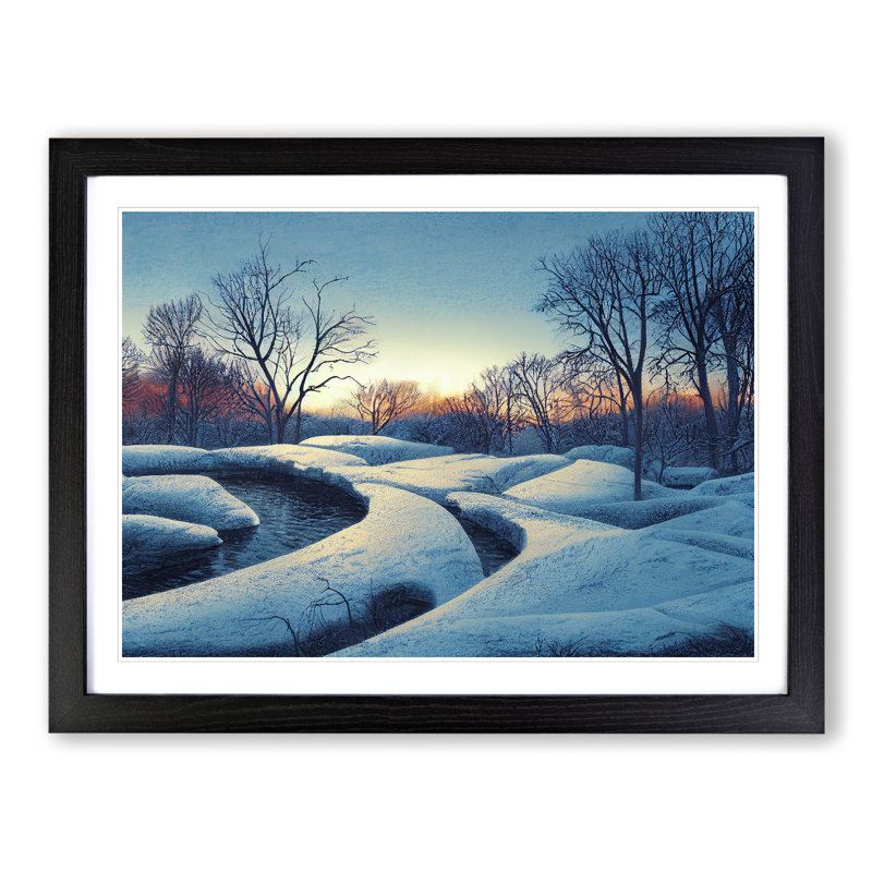 A Fanciful Winter Forest - Single Picture Frame Print, Black Framed, 46cm H x 64cm W x 2cm D