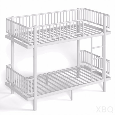 Lit superposé simple TG au-dessus de simple TG avec échelles et garde-corps, structure de lit superposé en métal avec conception de tuyau rond de sécurité améliorée, convertible en 2 lits plateforme - Noir
