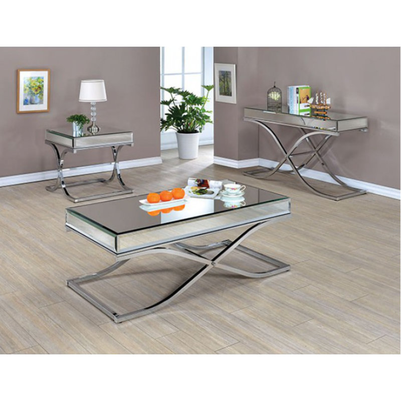 Amyah Glass Top Coffee Table, Silver