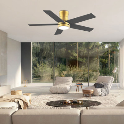 Ventilateur de plafond encastré à 5 pales avec éclairage à distance, commande vocale Alexa WIFI, moteur à courant continu silencieux