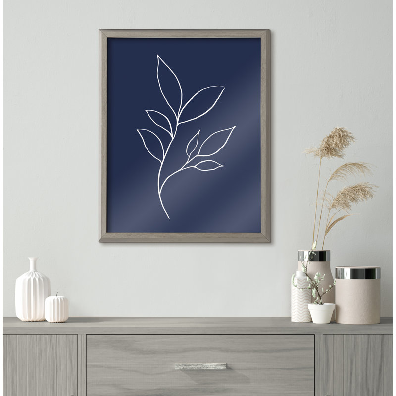 Art mural en verre encadré moderne bleu botanique 3 par The Creative Bunch Studio, Cadre gris