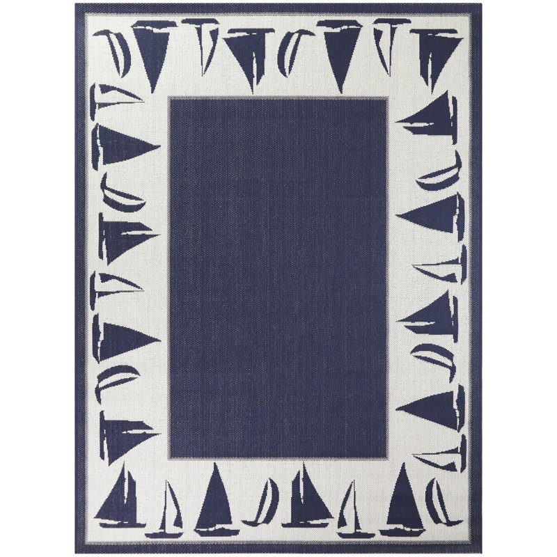 Tapis intérieur / extérieur bleu marine Hoggan, Rectangle 5 pi x 8 pi