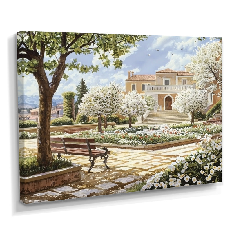 Serene Scenic Gardens In Italy II - Italie, impression d'art mural, H 24 po x l 32 po, Toile tendue, Ne s’applique pas