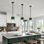Luminaire suspendu pour îlot de cuisine 1 lumière Levona, verre d'eau vert dégradé soufflé à la main, réglable en hauteur-621160002-621160028