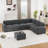 Soft Upholstered Modern Modular Sectional Sofa Set With Movable Ottoman-1547616163