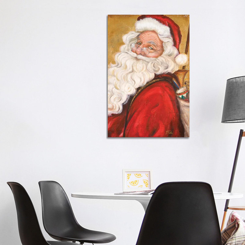 «Sourire du Père Noël souriant» par Patricia Pinto - peinture sur toile tendue, H 40 po x l 26 po x P 1,5 po