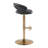 Carleen Contemporary Adjustable Barstool with Swivel in Metal, Wood, and Faux Leather with Round T Footrest By-850698905